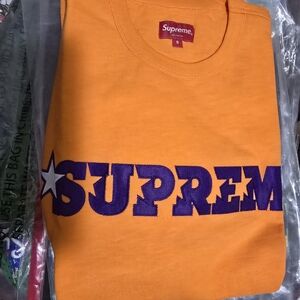 Supreme Star Logo T-Shirt Orange And Purple Brand New Size Small Red Tag